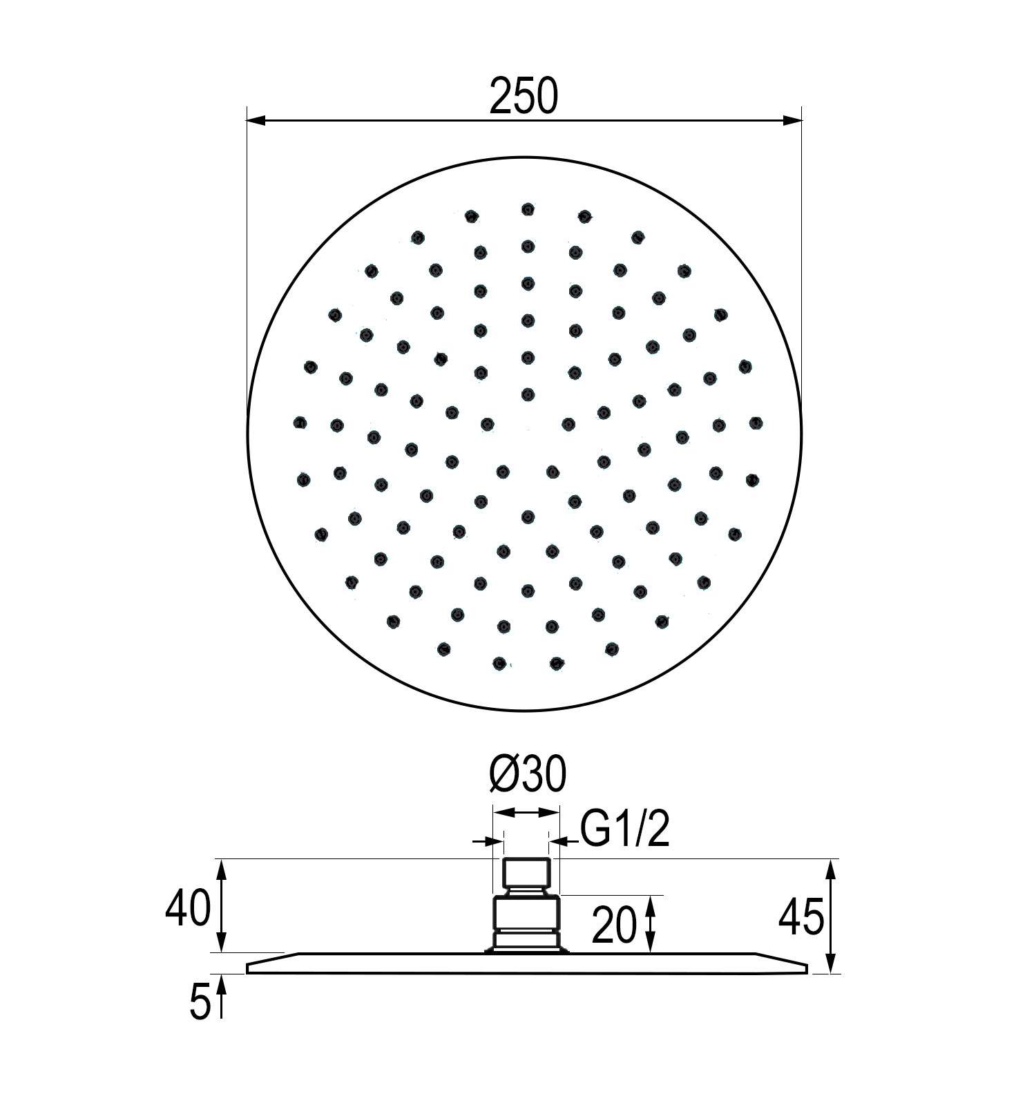 Duchon rociador redondo de 25 cm ORO cepillado - Imagen 5