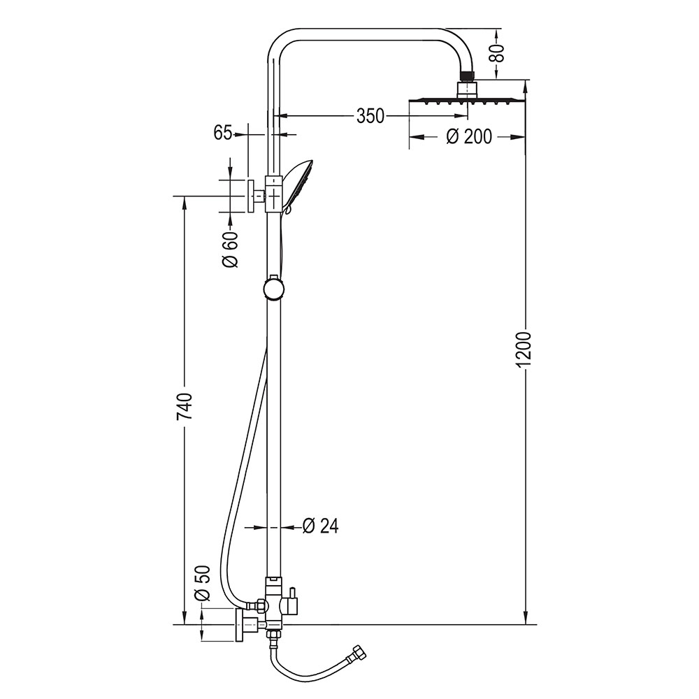 Columna Ducha sin grifería redonda de 80-120 cm CROMO brillo - Imagen 5