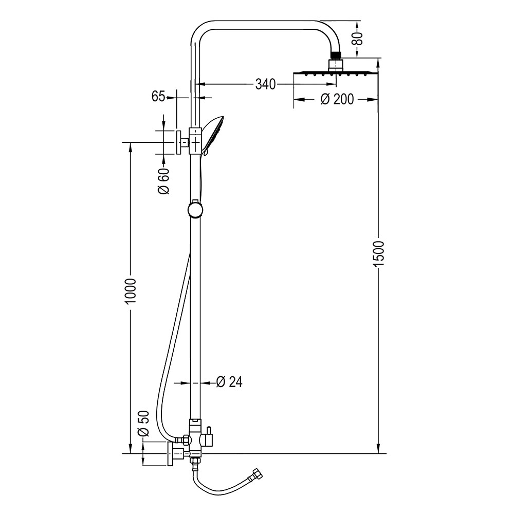 Columna Ducha extralarga sin grifería redonda de 100-150 cm CROMO brillo - Imagen 5
