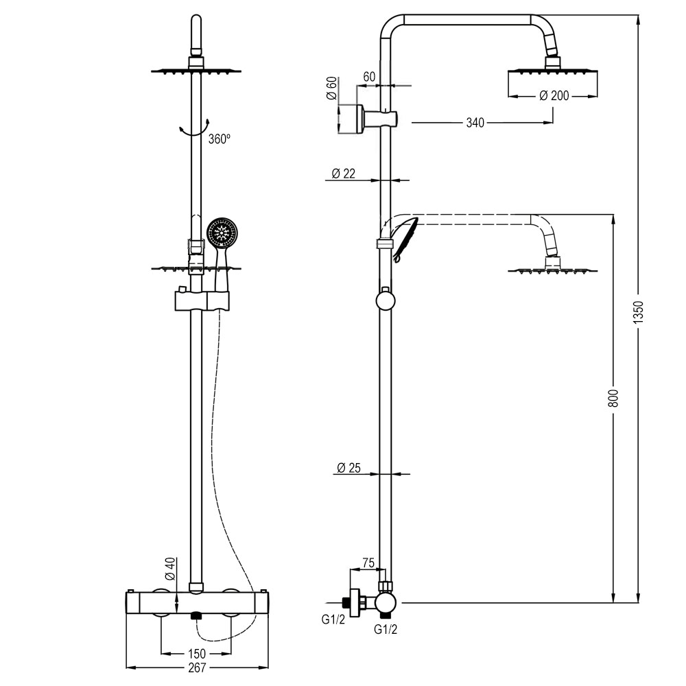 Columna Ducha termostática RAPID redonda cromo brillo - Imagen 5