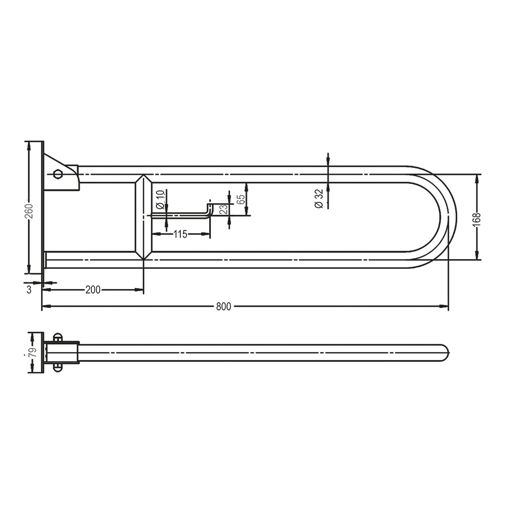 Asa Seguridad abatible LISA de 80 cm CROMO brillo - Imagen 5