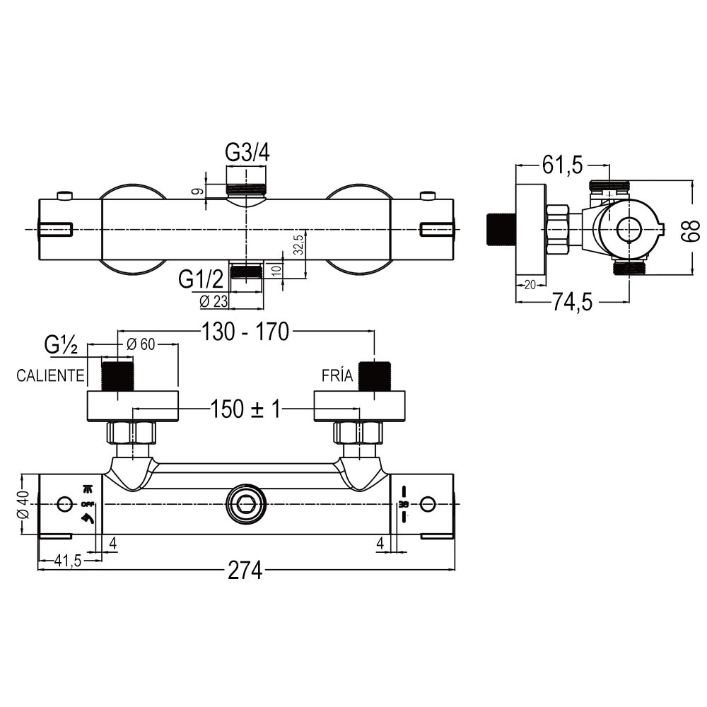 Grifo Columna Ducha termostático redondo CROMO brillo - Imagen 5