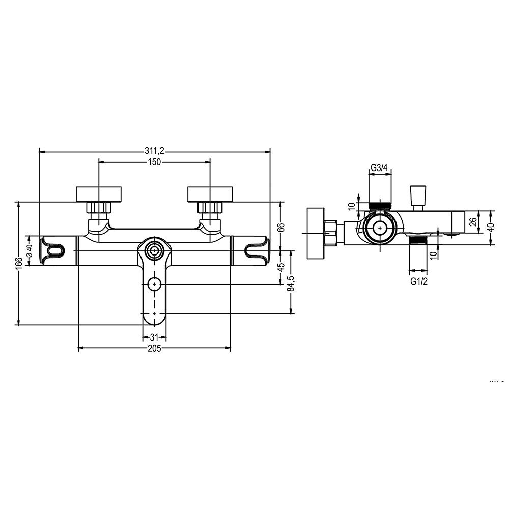 Grifo Columna Salida Bañera (solo grifo) termostático BUSTAMANTE CROMO brillo - Imagen 5