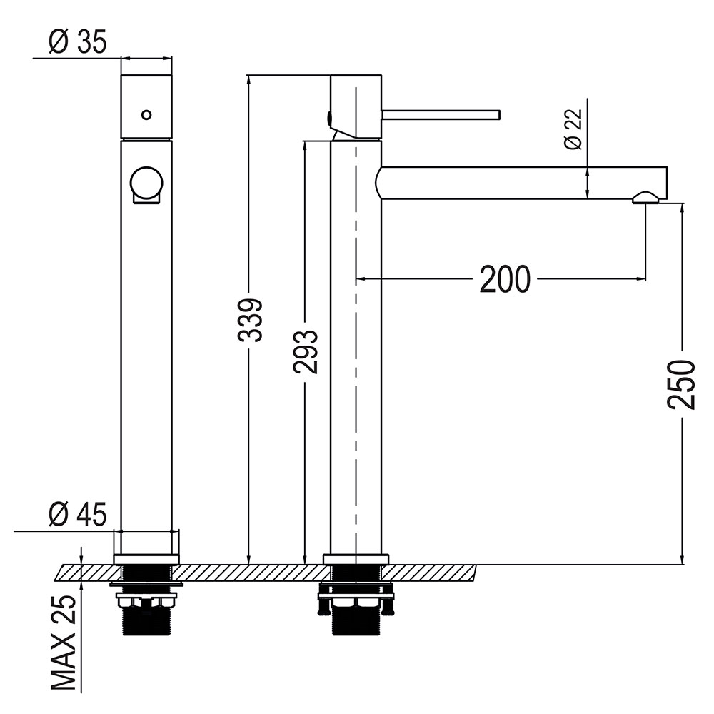 Grifo de Lavabo Alto monomando ZUÑIGA NEGRO mate - Imagen 5