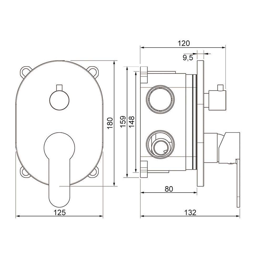Grifo Empotrado de Ducha equipo de pared monomando VALDES redondo CROMO brillo - Imagen 5