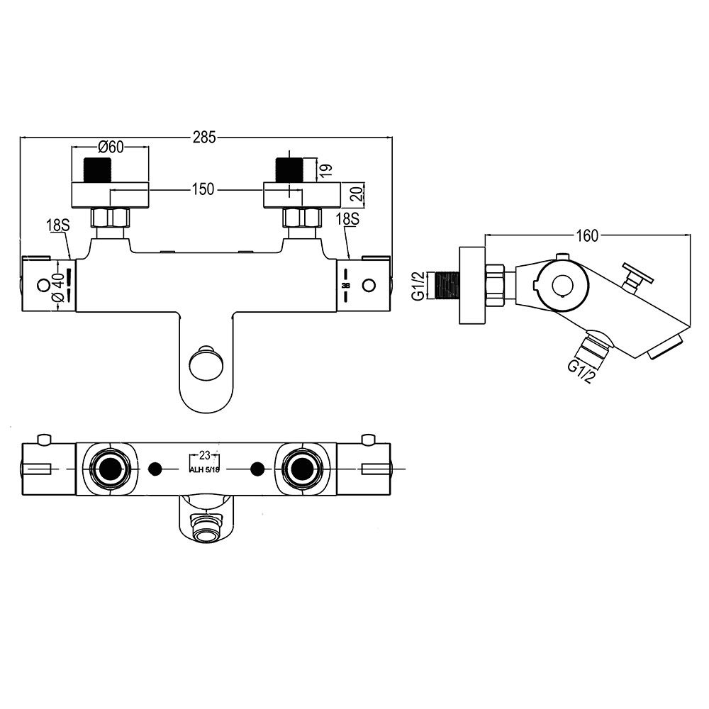 Grifo Salida Bañera con soporte de ducha termostático BRAVO CROMO brillo - Imagen 5