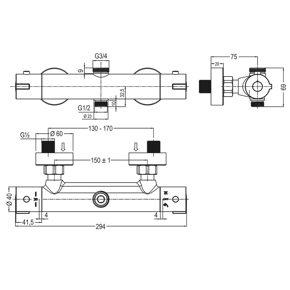 Grifo Columna Ducha termostático TACTO FRÍO CROMO brillo - Imagen 5