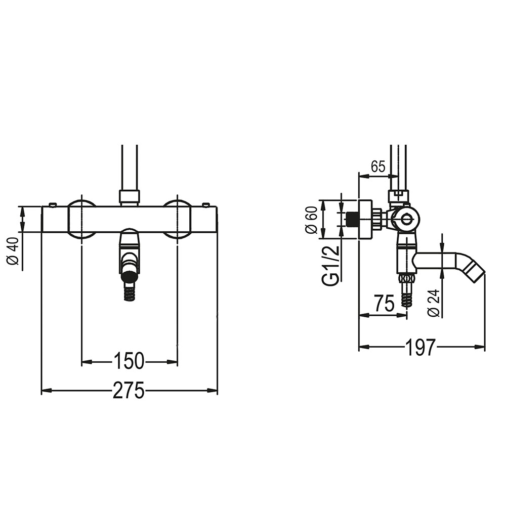 Grifo Columna Ducha termostático CON CAÑO CROMO brillo - Imagen 5