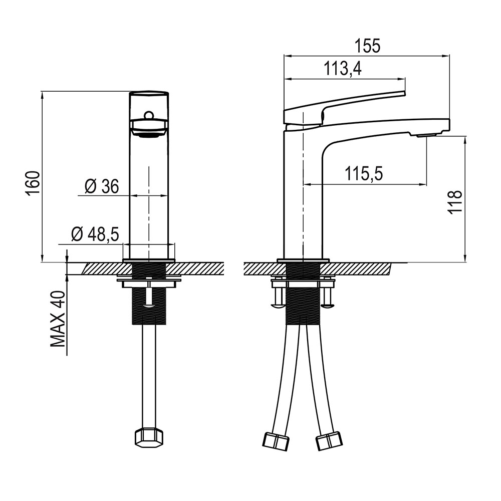 Grifo de Lavabo monomando DAKAR NEGRO mate - Imagen 5