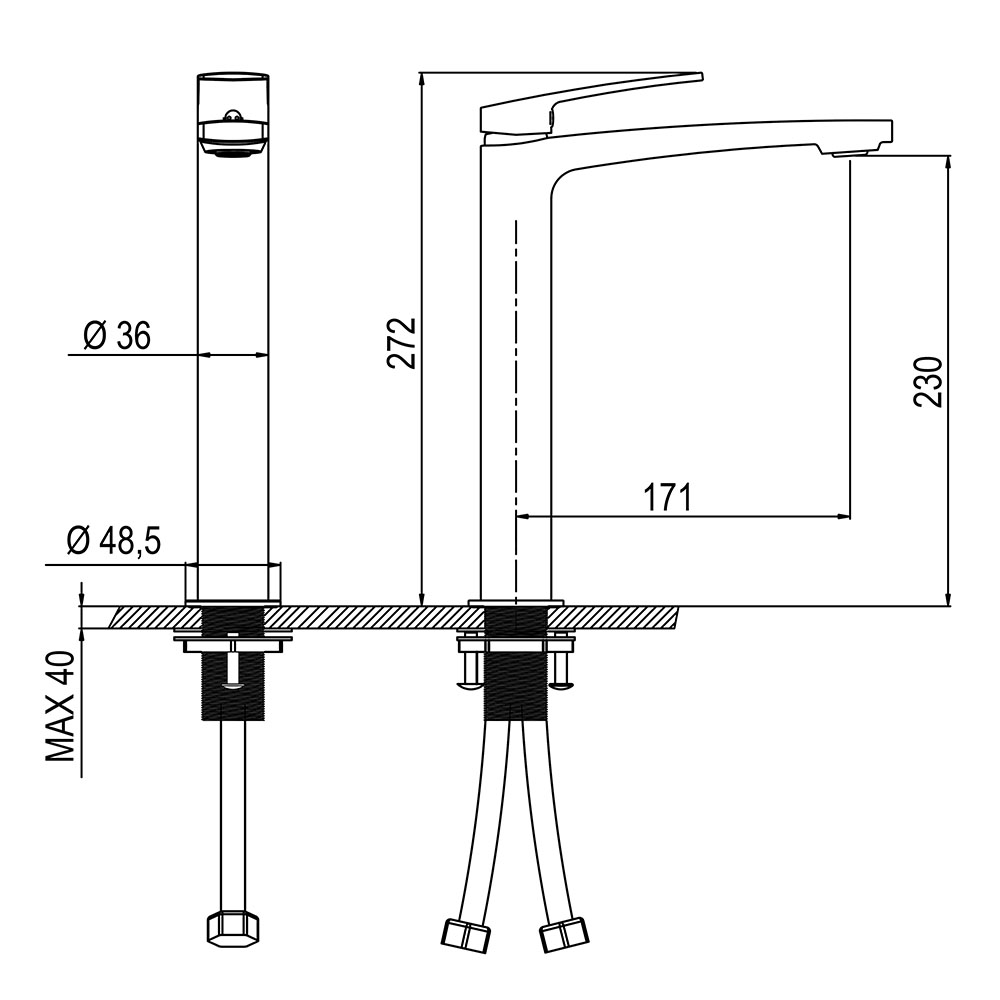 Grifo de Lavabo Alto monomando UGO NEGRO mate - Imagen 5