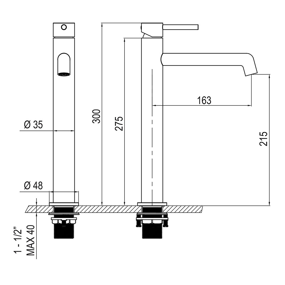 Grifo de Lavabo Alto monomando OSLO NIQUEL cepillado - Imagen 5