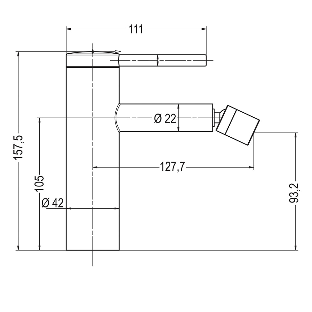 Grifo de Bidet monomando REYES GUN grafito / antracita mate - Imagen 3