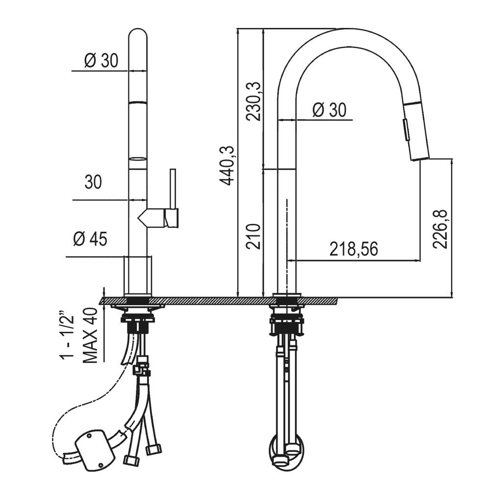 Grifo Cocina extraible monomando SOTO NEGRO mate - Imagen 5