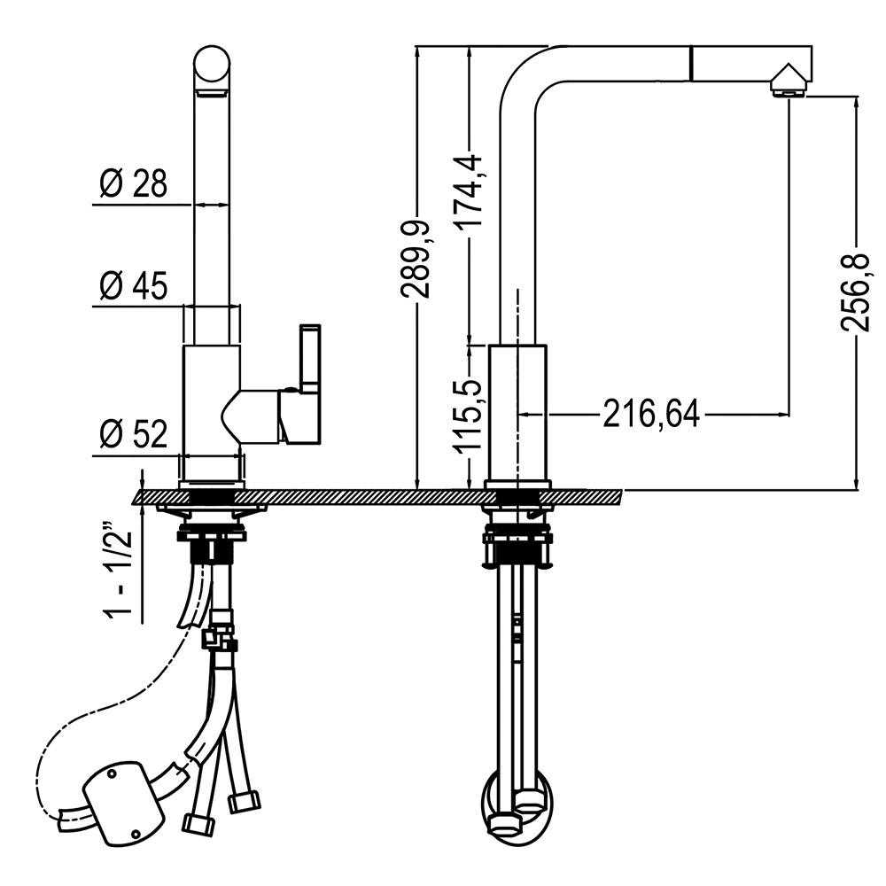 Grifo Cocina extraible monomando CAMPOS CROMO brillo - Imagen 5