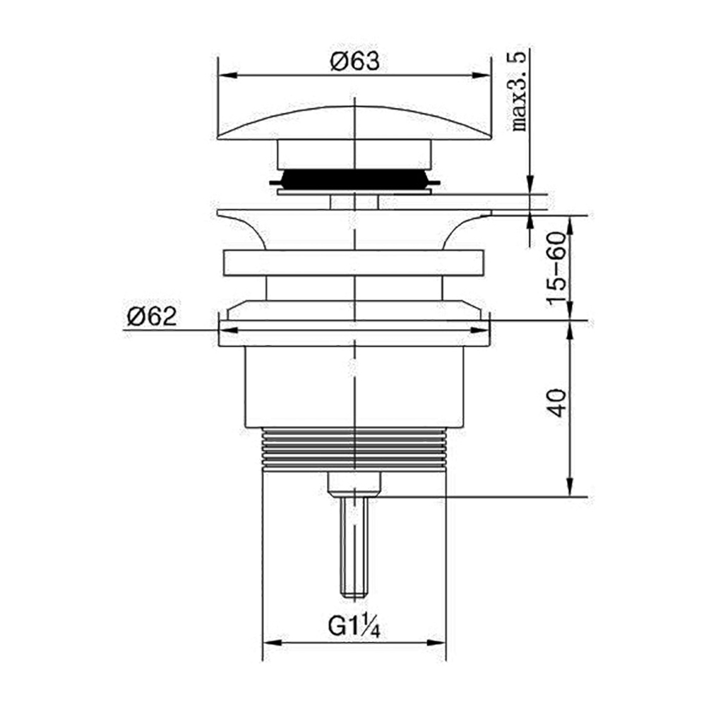 Válvula clic clac LAVABO BIDET CROMO brillo - Imagen 5