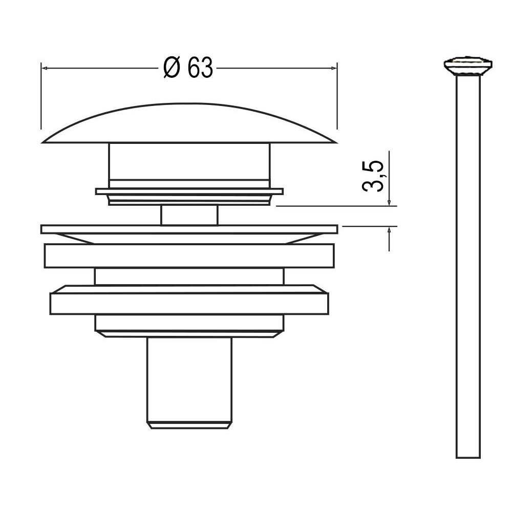 Válvula clic clac LAVABO BIDET CROMO brillo - Imagen 5