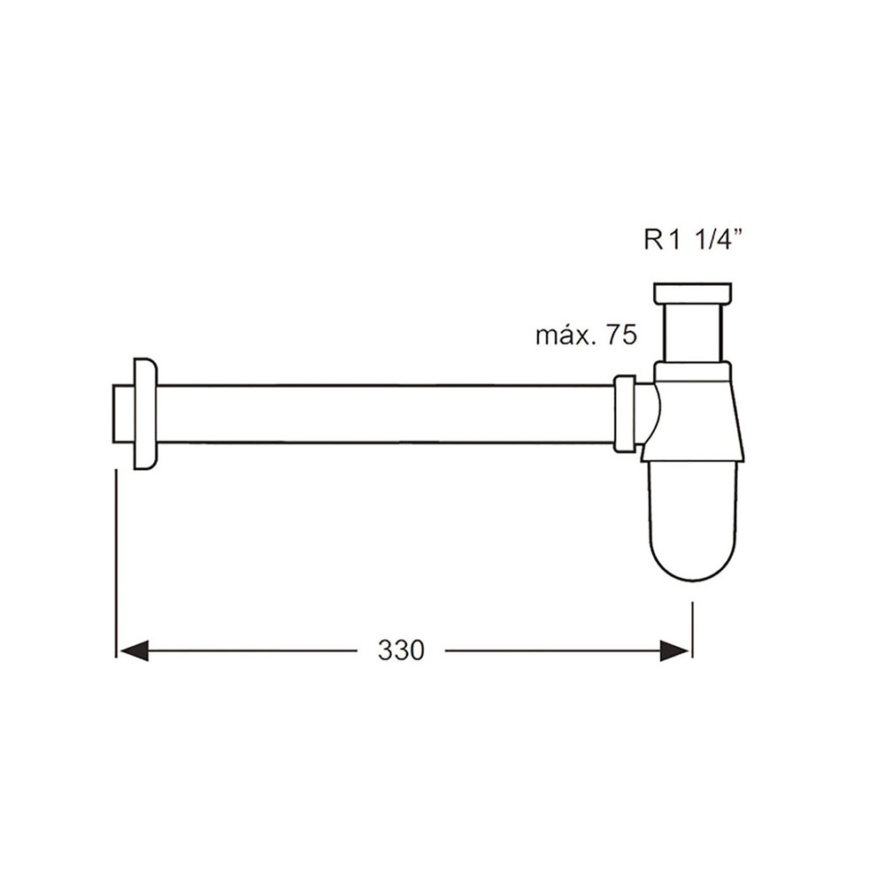 Sifon de Desagüe BOTELLA redondo CROMO brillo - Imagen 5