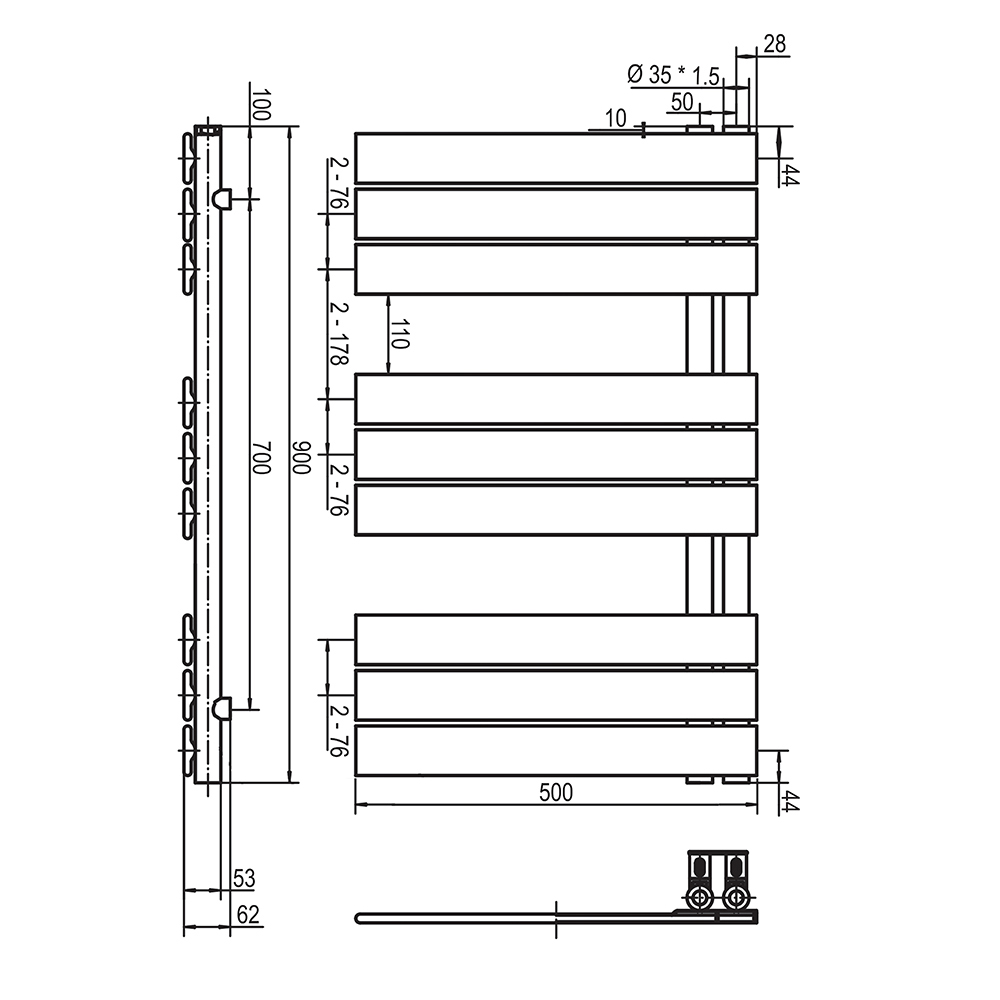 Secatoallas Radiador circuito calefacción de 90 cm x 50 cm ACTIVE BLANCO mate - Imagen 5