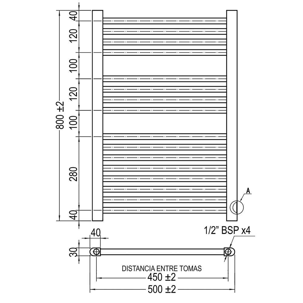 Secatoallas Radiador eléctrico de 80 cm x 50 cm NEGRO mate - Imagen 5