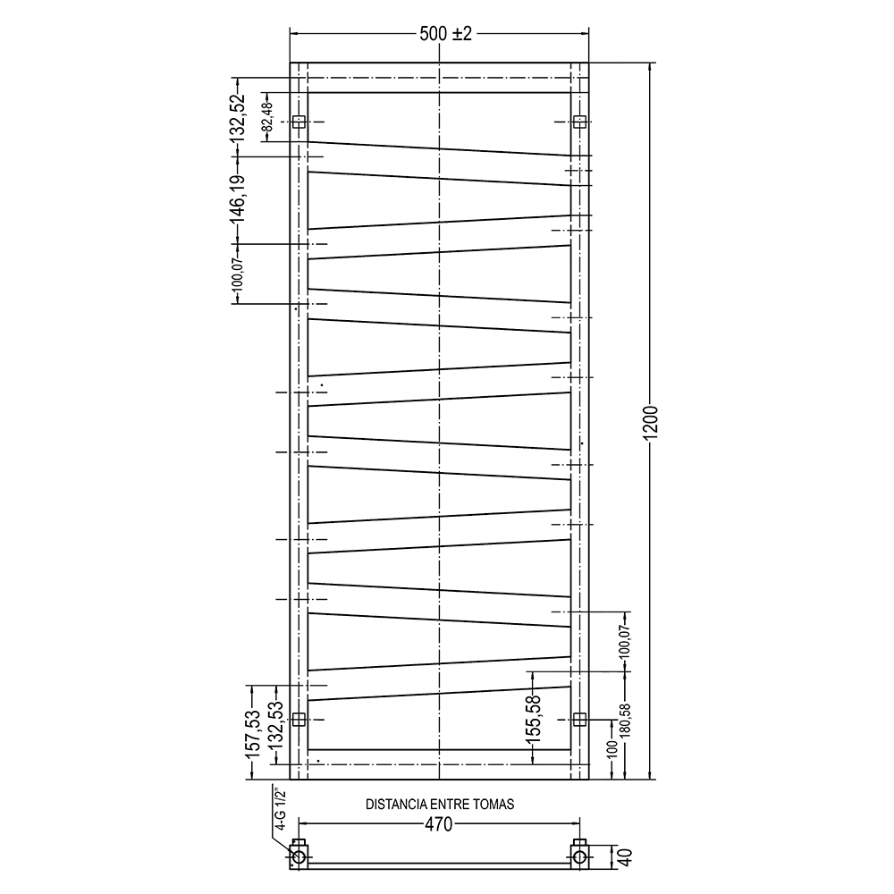 Secatoallas Radiador eléctrico SCALA de 120 cm x 47 cm NEGRO mate - Imagen 4