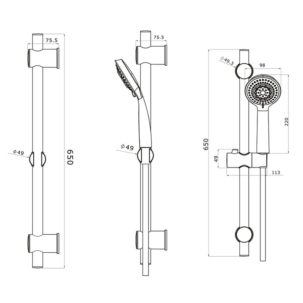 Barra Ducha con equipo DURAN de 65,5 cm CROMO brillo - Imagen 5