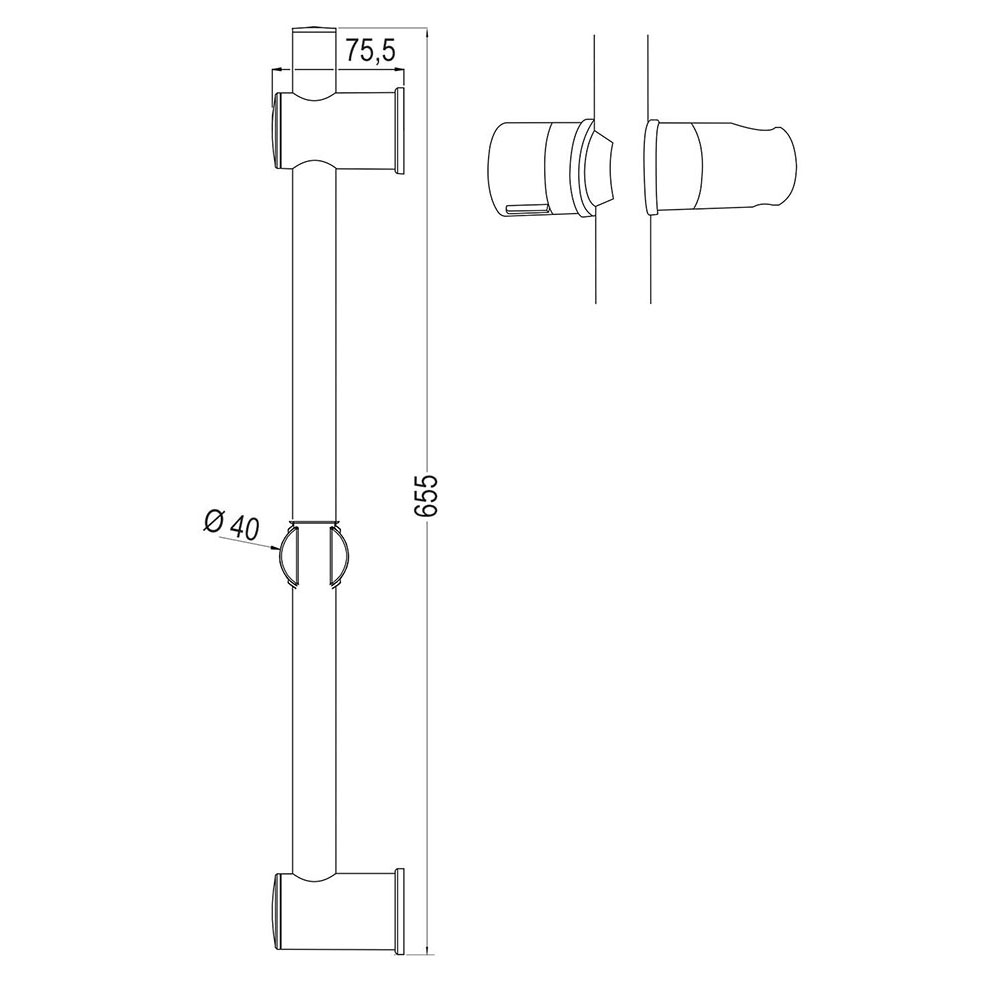 Barra Ducha (sólo barra) ZUBIZARRETA de 65,5 cm CROMO brillo - Imagen 5