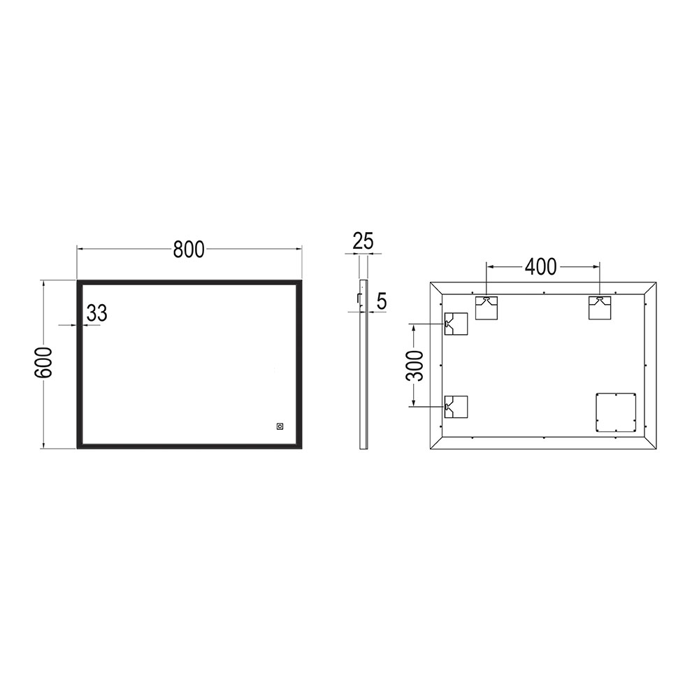 Espejo Led URIBE 25W rectangular de 80 cm x 60 cm espejo 6000K - Imagen 5