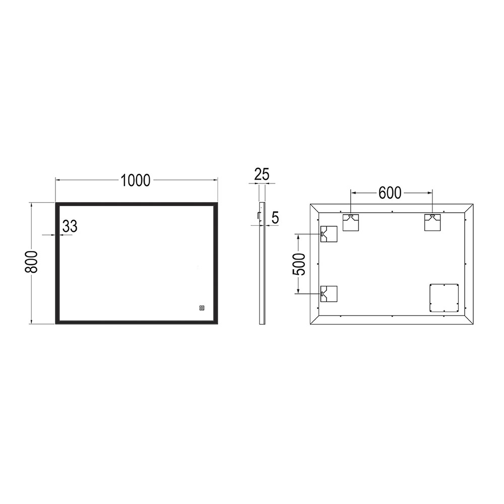 Espejo Led URIBE 25W rectangular de 100 cm x 80 cm espejo 6000K - Imagen 5