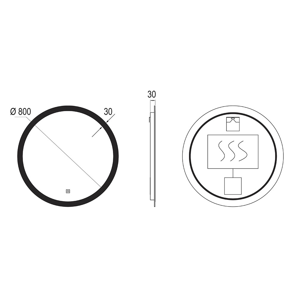 Espejo Led MOON 20W REDONDO PEFIL NEGRO de 80 cm espejo 6000K - Imagen 5