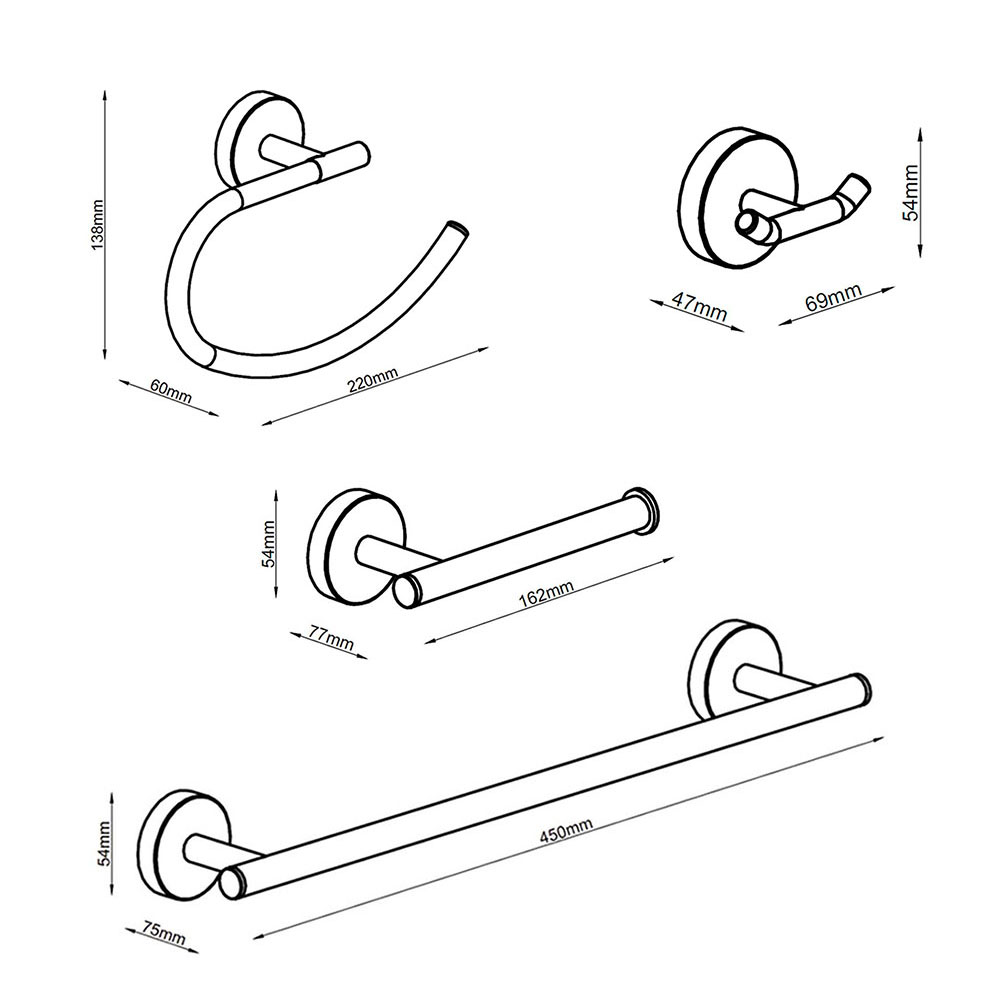 Pack 4 accesorios de baño MEDINA CROMO brillo - Imagen 5