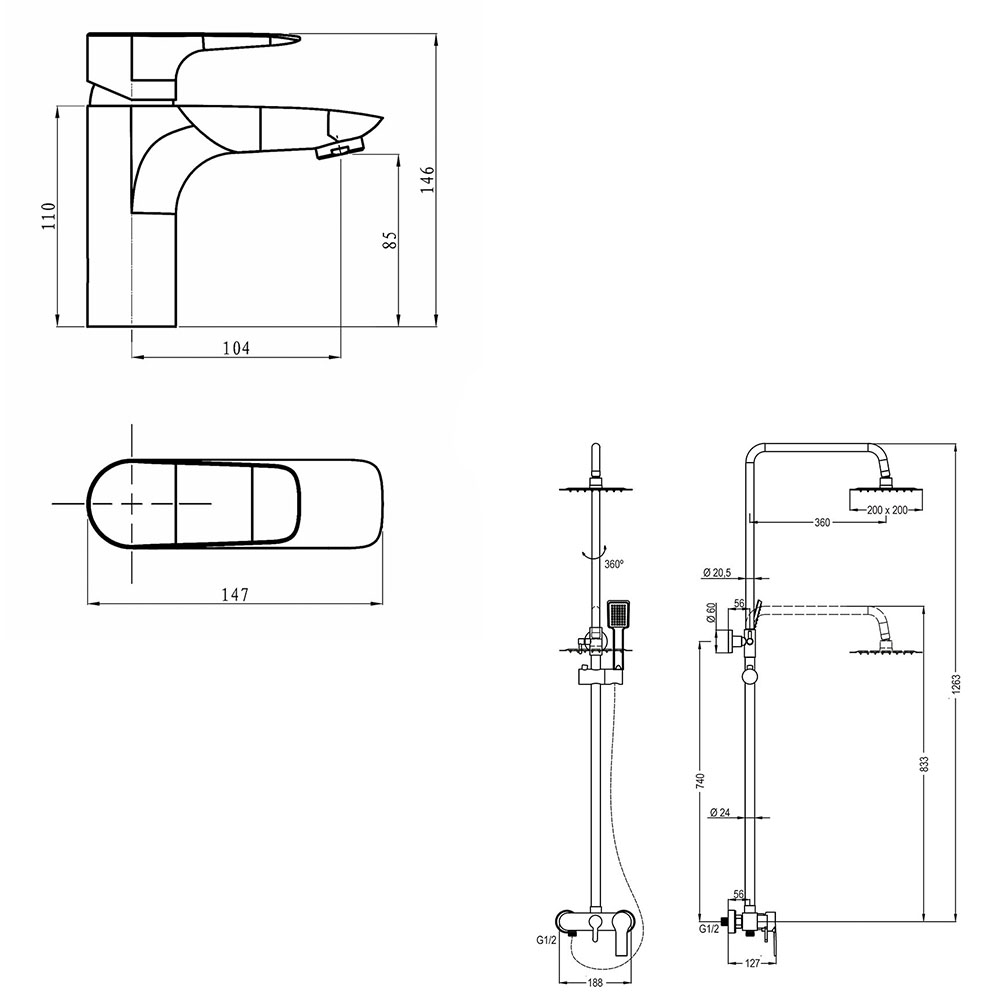 Pack columna y grifo monomando NADAL CROMO brillo - Imagen 5
