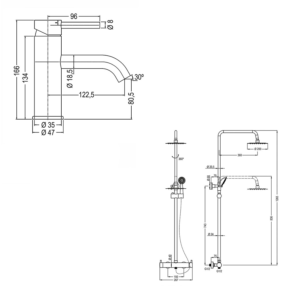 Pack columna y grifo monomando ZUÑIGA CROMO brillo - Imagen 5
