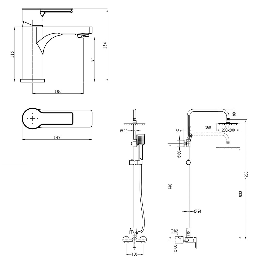 Pack columna y grifo monomando PINEDA CROMO brillo - Imagen 5