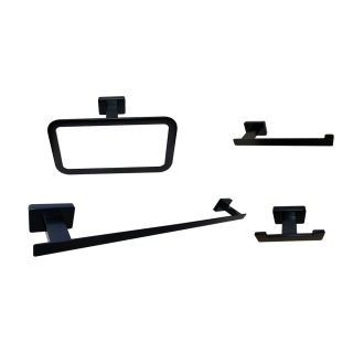 Pack 4 accesorios de baño cuadrada NEGRO mate