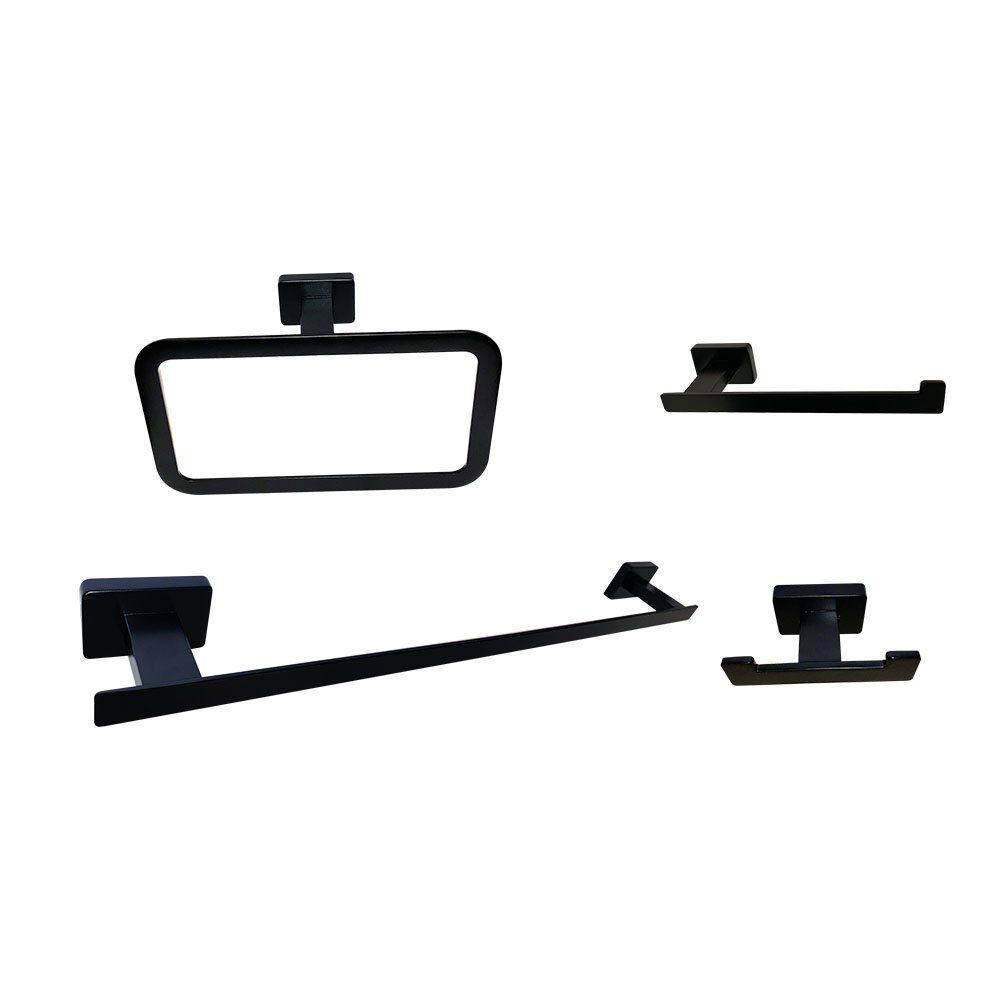 Pack 4 accesorios de baño cuadrada NEGRO mate