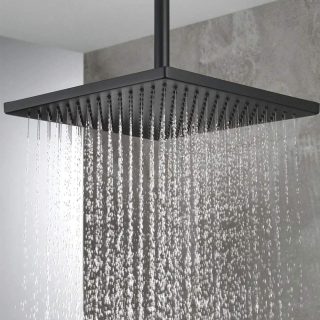 Duchon rociador cuadrado de 20x20 cm NEGRO mate fabricado en ABS