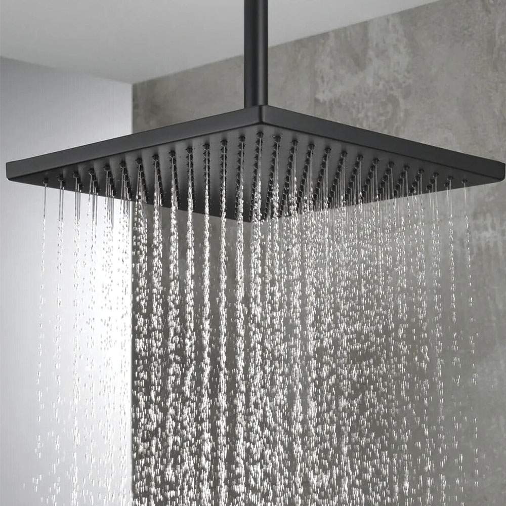 Duchon rociador cuadrado de 20x20 cm NEGRO mate fabricado en ABS