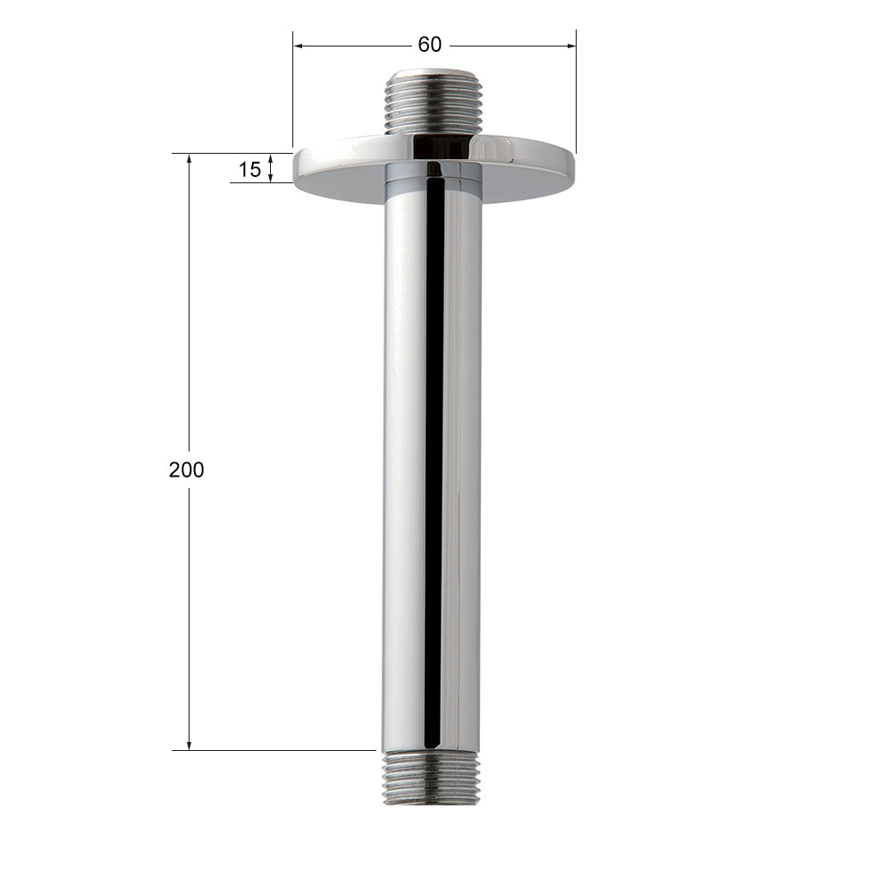 Brazo de Ducha Soporte de techo redondo de 20 cm CROMO brillo - Imagen 6