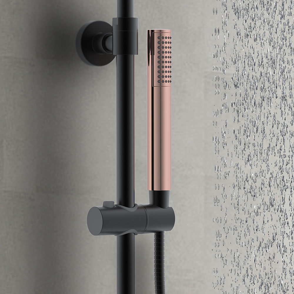 Maneral Mango de Ducha 1 posición redondo ORO ROSA brillo fabricado en ABS