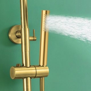 Maneral Mango de Ducha 1 posición CEPILLADO redondo ORO cepillado ABS