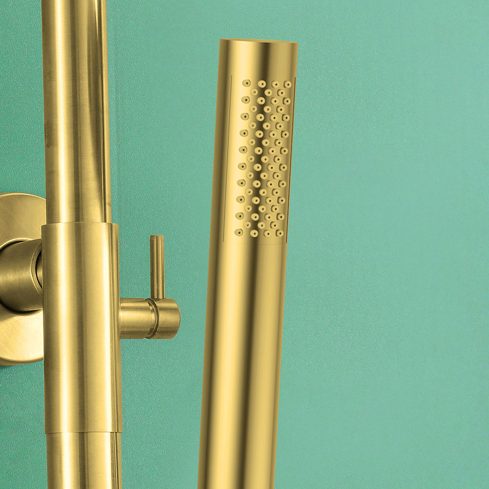 Maneral Mango de Ducha 1 posición CEPILLADO redondo ORO cepillado ABS - Imagen 2