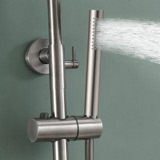 Maneral Mango de Ducha 1 posición CEPILLADO redondo NIQUEL cepillado ABS