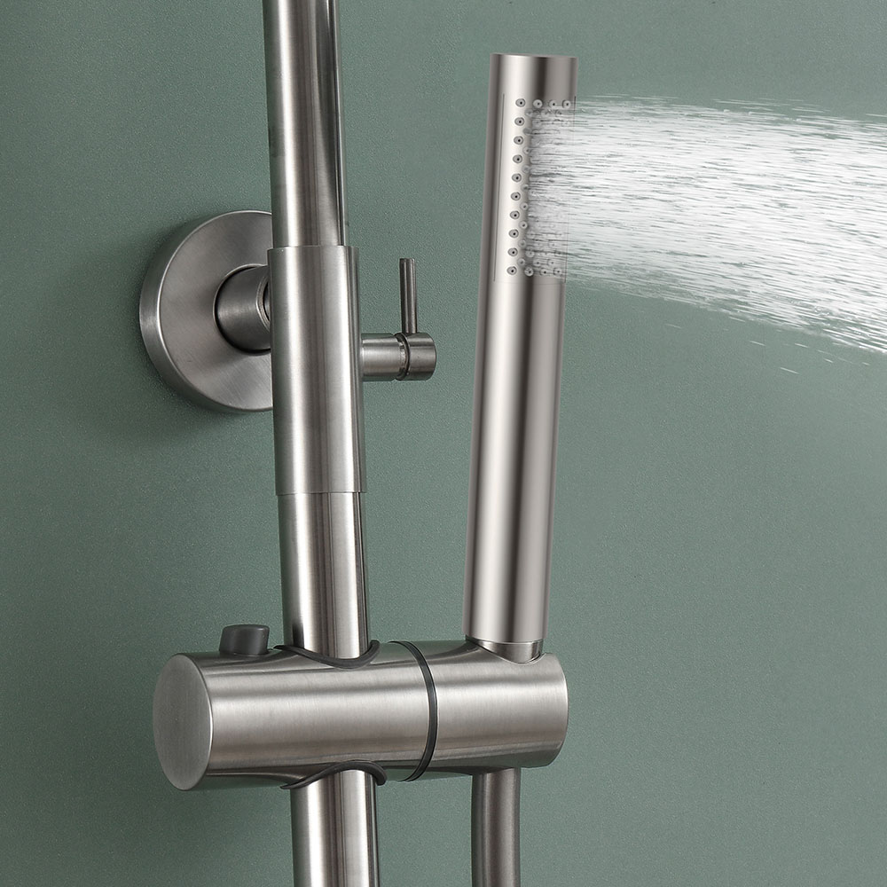 Maneral Mango de Ducha 1 posición CEPILLADO redondo NIQUEL cepillado ABS