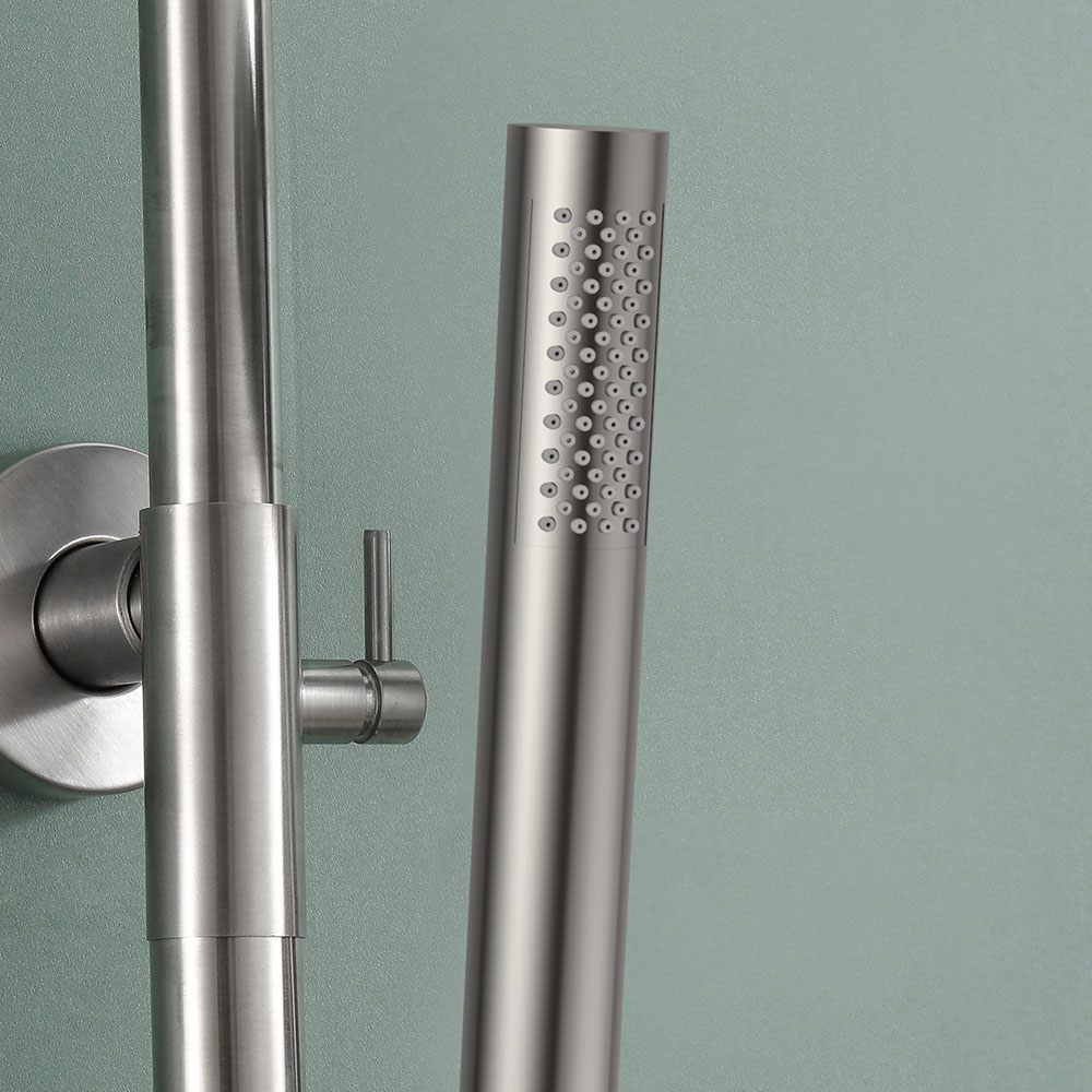 Maneral Mango de Ducha 1 posición CEPILLADO redondo NIQUEL cepillado ABS - Imagen 2