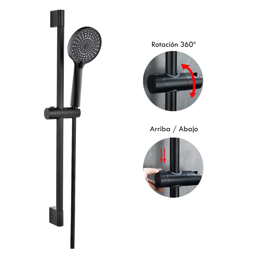 Kit Barra de Ducha 1 posición con equipo FUTURE redondo NEGRO mate - Imagen 3