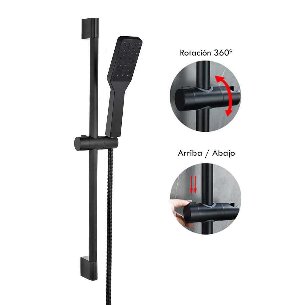 Kit Barra de Ducha 1 posición con equipo FUTURE cuadrado NEGRO mate - Imagen 3