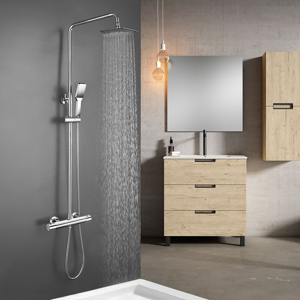 Columna Ducha termostática MOLINA cuadrada de 85-115 cm CROMO brillo