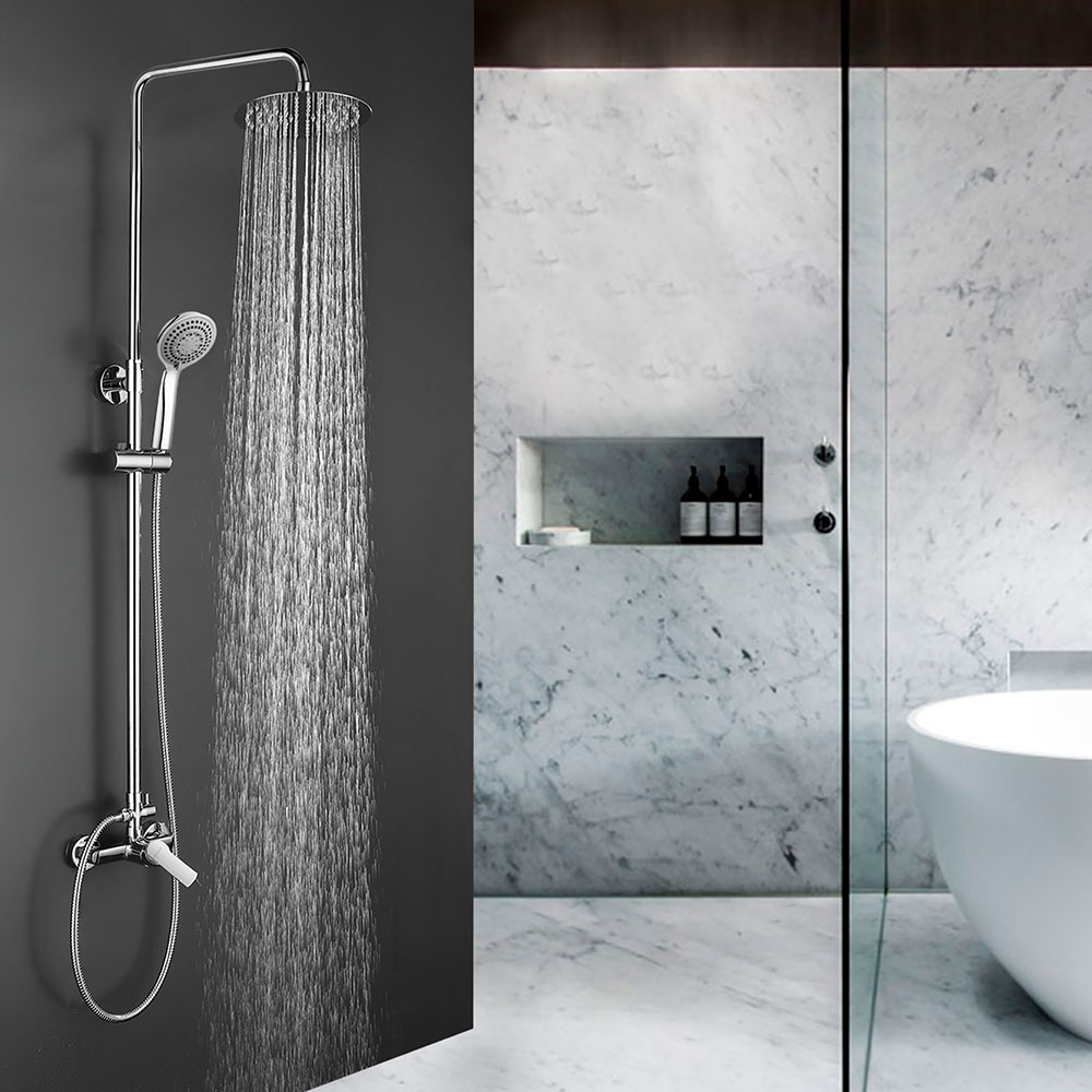 Columna Ducha monomando PINEDA redonda de 80-120 cm CROMO brillo