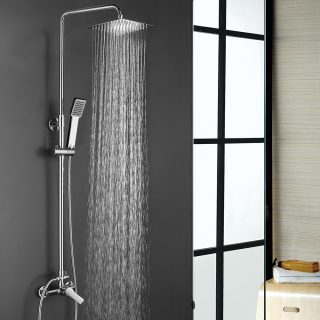 Columna Ducha monomando PINEDA cuadrada de 80-120 cm CROMO brillo