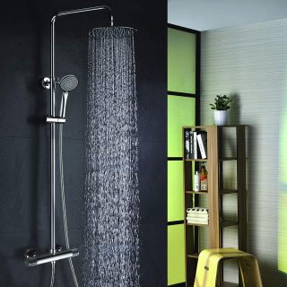 Columna Ducha manetas grafiladas termostática LOPEZ redonda de 80-120 cm